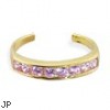 10K real gold spiral toe ring with pink paved gems