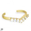 10K real gold toe ring with jeweled v-shape stone pattern