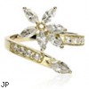 10kt gold jeweled toe ring with big jeweled flower