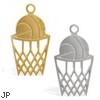 14K Gold basketball and net pendant