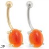 14K Gold belly ring with Carnelian Stone
