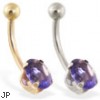 14K Gold belly ring with oval Alexandrite