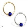 14K Gold captive bead ring with Sapphire