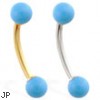 14K Gold curved barbell with Turquoiseballs