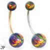 14K Gold Gorgeous Rainbow Opal Belly Ring