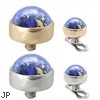 14K Gold internally threaded dermal top ball with 4mm Lapis Cabochon