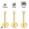 14K Gold internally threaded labret with Cubic Zirconia