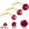 14K Gold L-shaped Nose Pin with Round Ruby