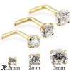 14K Gold L-Shaped Nose Stud With Round CZ