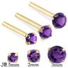 14K Gold Long Customizable nose stud with Round Amethyst