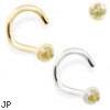 14K Gold nose screw with 1.5mm Peridot gem