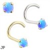 14K Gold Nose Screw with 2mm Round Blue Opal