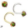 14K Gold Nose Screw with 2mm Round Rainbow Opal
