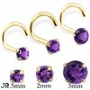 14K Gold Nose Screw With Round Amethyst