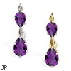 14K Gold reversed belly ring with double Amethyst teardrop dangle