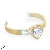 14K Gold Toe Ring With Jeweled Bezel Set Heart