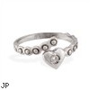 14K White Gold toe ring with single jeweled heart