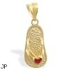 14K Yellow Gold Flipflop Pendant with Small Heart