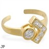 14K Yellow Gold Toe Ring With Round CZ And Jeweled V