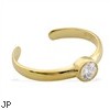 14K yellow gold toe ring with single CZ