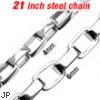 21" 316L Stainless Steel Box Necklace Chain w/ Box Links
