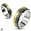 316L Stainless Steel Black & Gold IP Maze Dual Spinner Ring