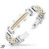 316L Stainless Steel Bracelet With Paved Gem Gold Plate & IP Gold Bolts