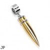 316L Stainless Steel Gold Tone Bullet Pendant with CZ On Ring