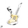 316L Stainless Steel Guitar Pendant (Gold Tone Plate) with 8 Czs