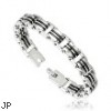 316L Stainless Steel Linked Bracelet With Rubber Double Strip