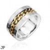 316L Stainless Steel Ring with Gold Spinning Chain Center