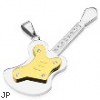 316L Stainless Steel With PVD Gold /Gem Paved Large Guitar Pendant