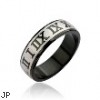 316L Surgical Stainless Steel Rings. Black with Laser Engraved Roman Numerals