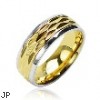316L Surgical Stainless Steel Rings W/ Patterned Gold Tone Center And Shiny Finish Steel Edges