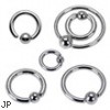 316L Surgical Steel One Side Fixed Ball Ring, 14ga
