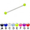 Acrylic ball with stone long barbell (industrial barbell), 14 ga