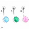 Beautiful Synthetic Opal Belly Ring, 14 Ga