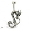 Belly button ring with dragon and captive bead ring