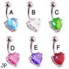 Belly button ring with heart shaped gem