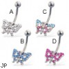 Belly button ring with jeweled butterfly