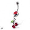 Belly Button Ring With Jeweled Cherry