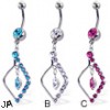 Belly button ring with jeweled diamond-shaped charm