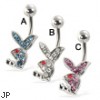Belly button ring with jeweled playboy bunny