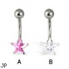 Belly button ring with star shaped stone