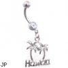 Belly ring ring with "Hawaii" and palm trees dangle