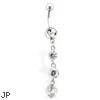 Belly Ring with 3 Clear Cascading Gems