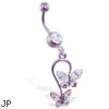 Belly ring with dangling butterfly loop