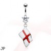 Belly ring with dangling English flag