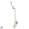 Belly Ring with Dangling Hearts On Chains