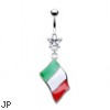 Belly ring with dangling Italian flag